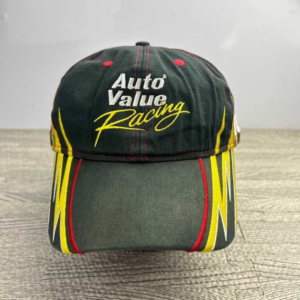 Vintage Nascar Auto Value Racing Hat Cap Fitted Black Logo Adult